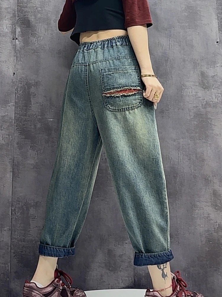 Max LuLu European Embroidery Striped Spring Denim Pants Fashion Vintage Jeans Leisure Elegant Harajuku Harem Trousers Streetwear