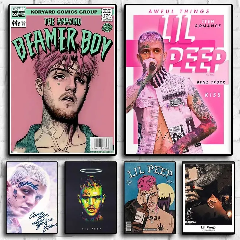 Pop American Rap Music Album Lil Peep Poster Aesthetic Rapper Live Forever Hip Hop Canvas Painting Wall Art Home Bar Room Decor