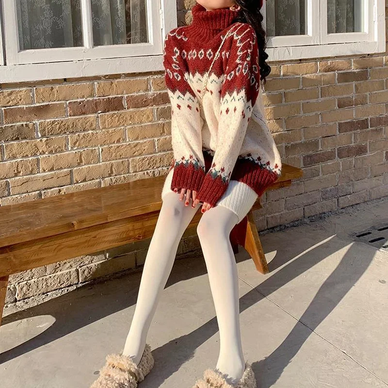 Women Trendy Acrylic Design College Teens Knitwear All-match Christmas Sweater Lovely Retro Chic Ulzzang Daily Female Clothing