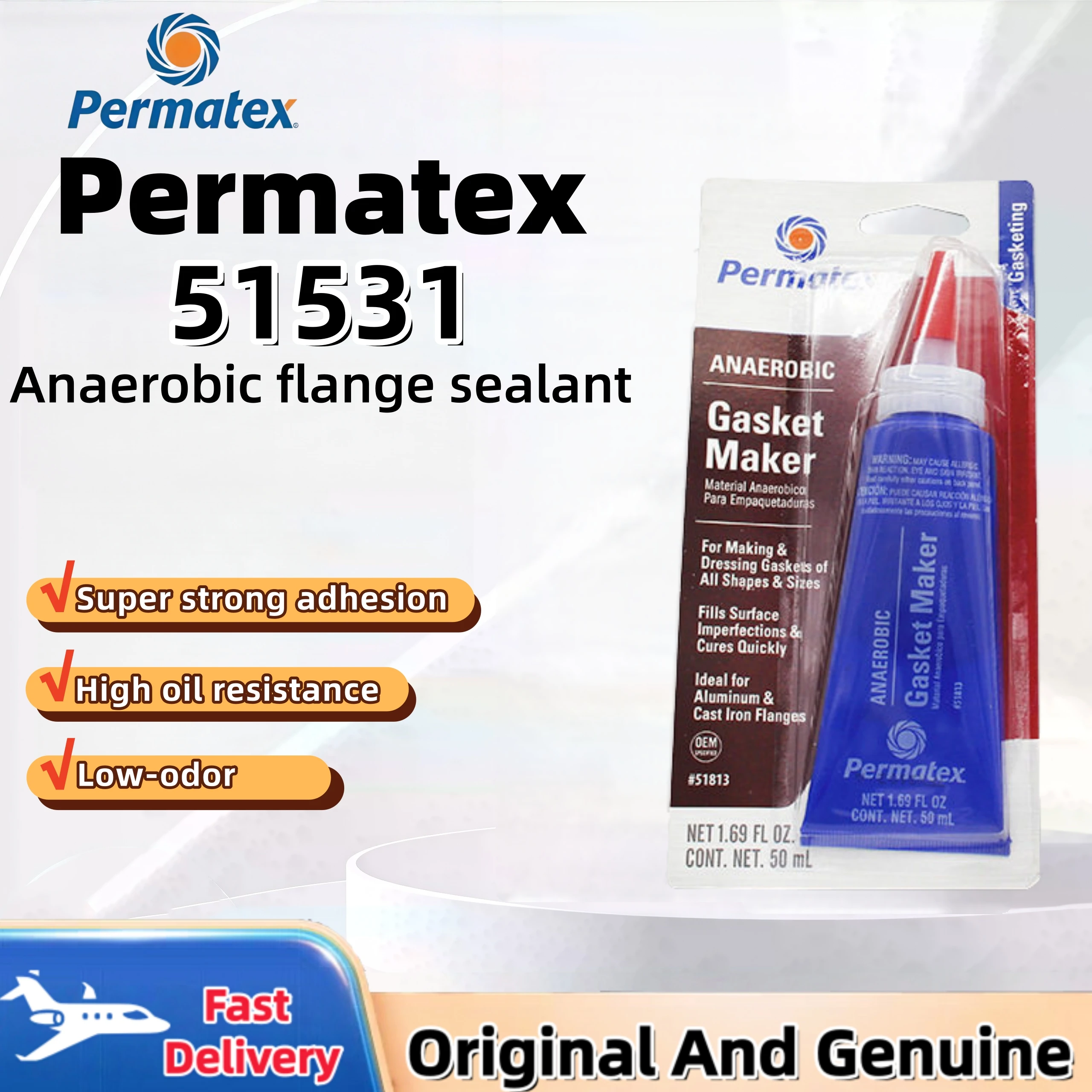 Sellador Anaeróbico para Bridas Permatex 51531, Resistente a Altas Temperaturas, Antioxidante y Anticorrosivo para Uso Industrial