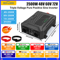 DATOUBOSS 2500W Portable Variable Voltage Inverter Manual Selectable 48V/60V/72V Frequency 50Hz/60Hz Pure Sine Wave Car Inverter