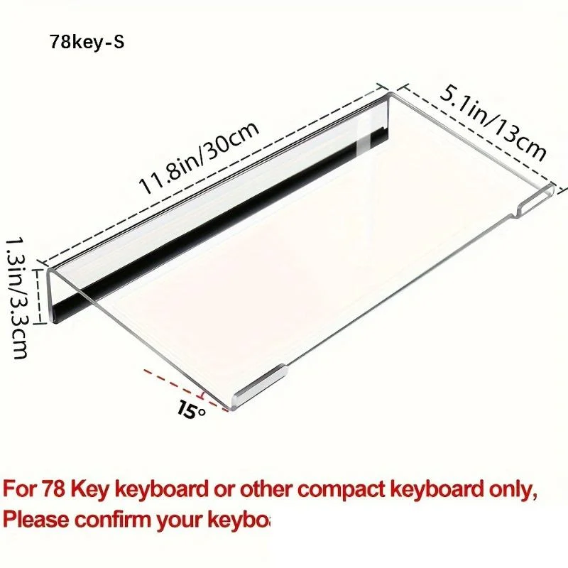 1PC Clear Acrylic Keyboard Stand - Ergonomic Tilted Design | PMMA Height Adjustable Tray For Home/Office