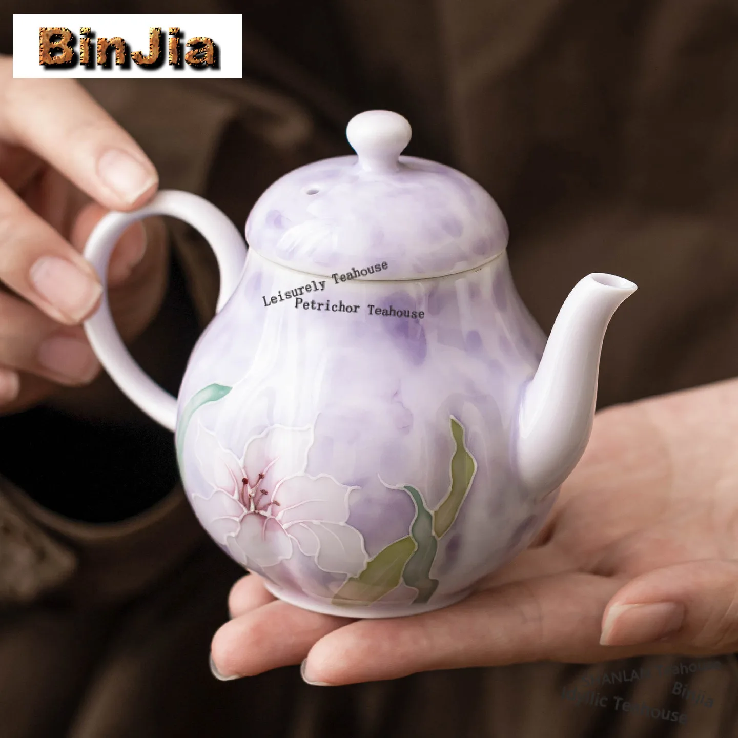 

157 мл ручная роспись ворсовая резьба фиолетовая лилия чайник антикварный чайник для заварки чая чайник с шариковым отверстием чайные предметы ремесло