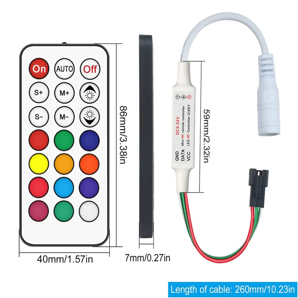 وحدة تحكم LED صغيرة 21 مفتاح 3 دبوس مناسبة لشريط WS2811 WS2812B 2811 2812 LED RGB DC5-24V RF للتحكم عن بعد #4