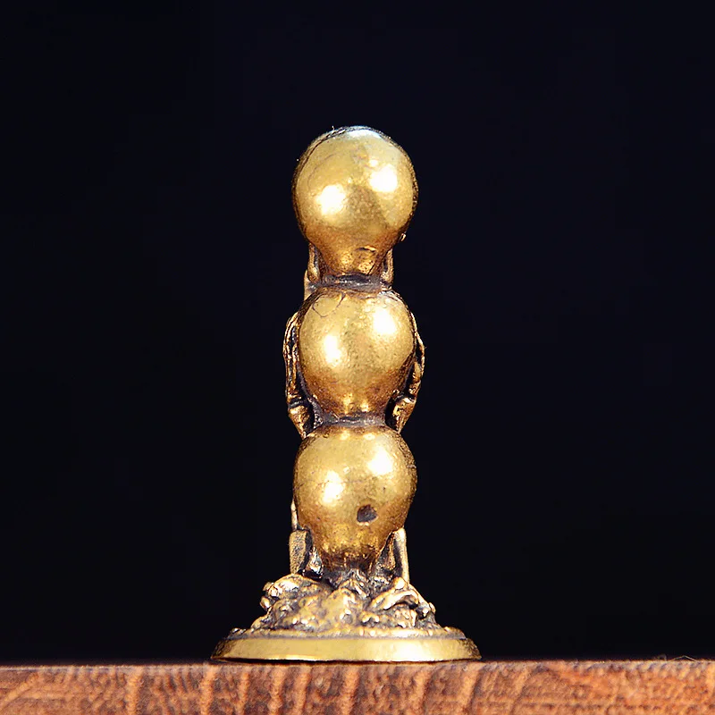 Brass Three Layers Skull Heads Halloween Small Statue Desktop Ornaments Vintage Punk Miniatures Figurines Home Decors Ornaments
