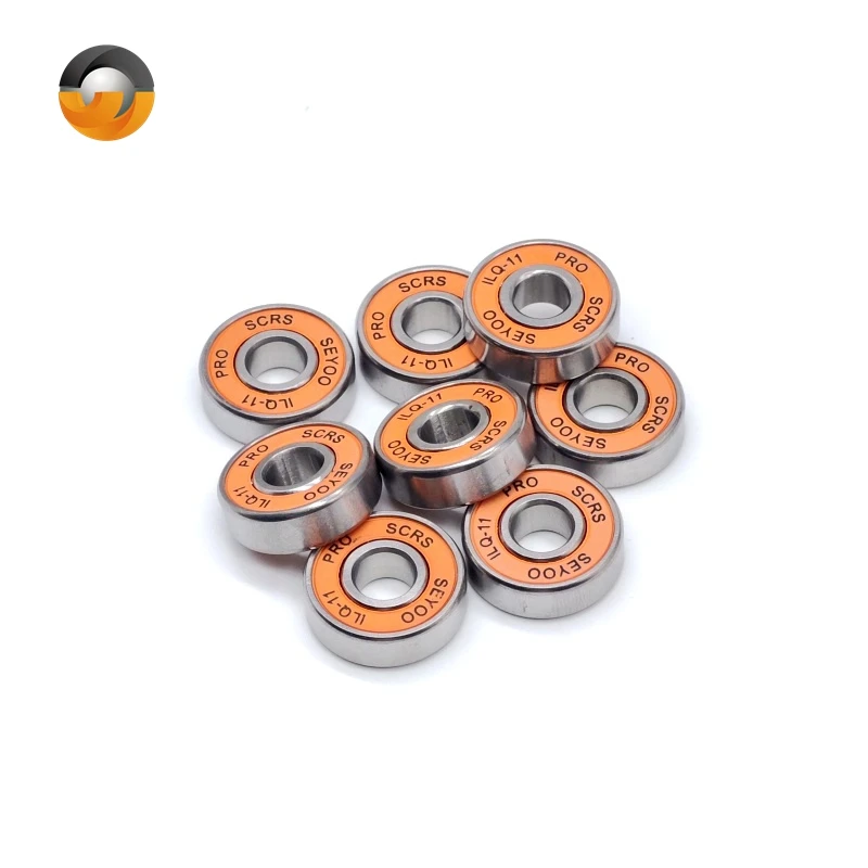 8Pcs Orange Sealed 608RS ILQ-11 8x22x7mm Bearing Durable Less Friction Steel Bearings For Skateboard Inline Skates Wheels