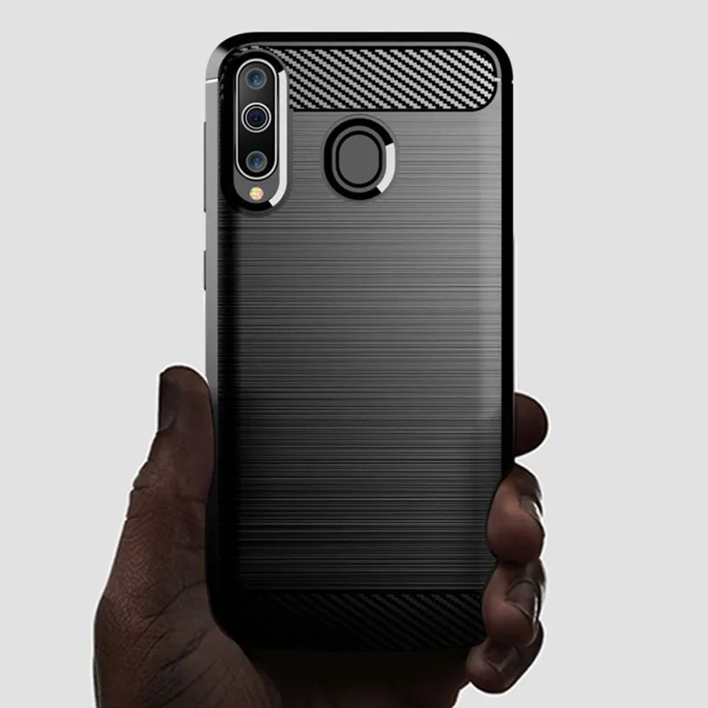 Shockproof Silicone Case for Samsung M30 Galaxy A40S Carbon Fiber Back Cover for galaxy m30 a40s Brushed Matte Cases