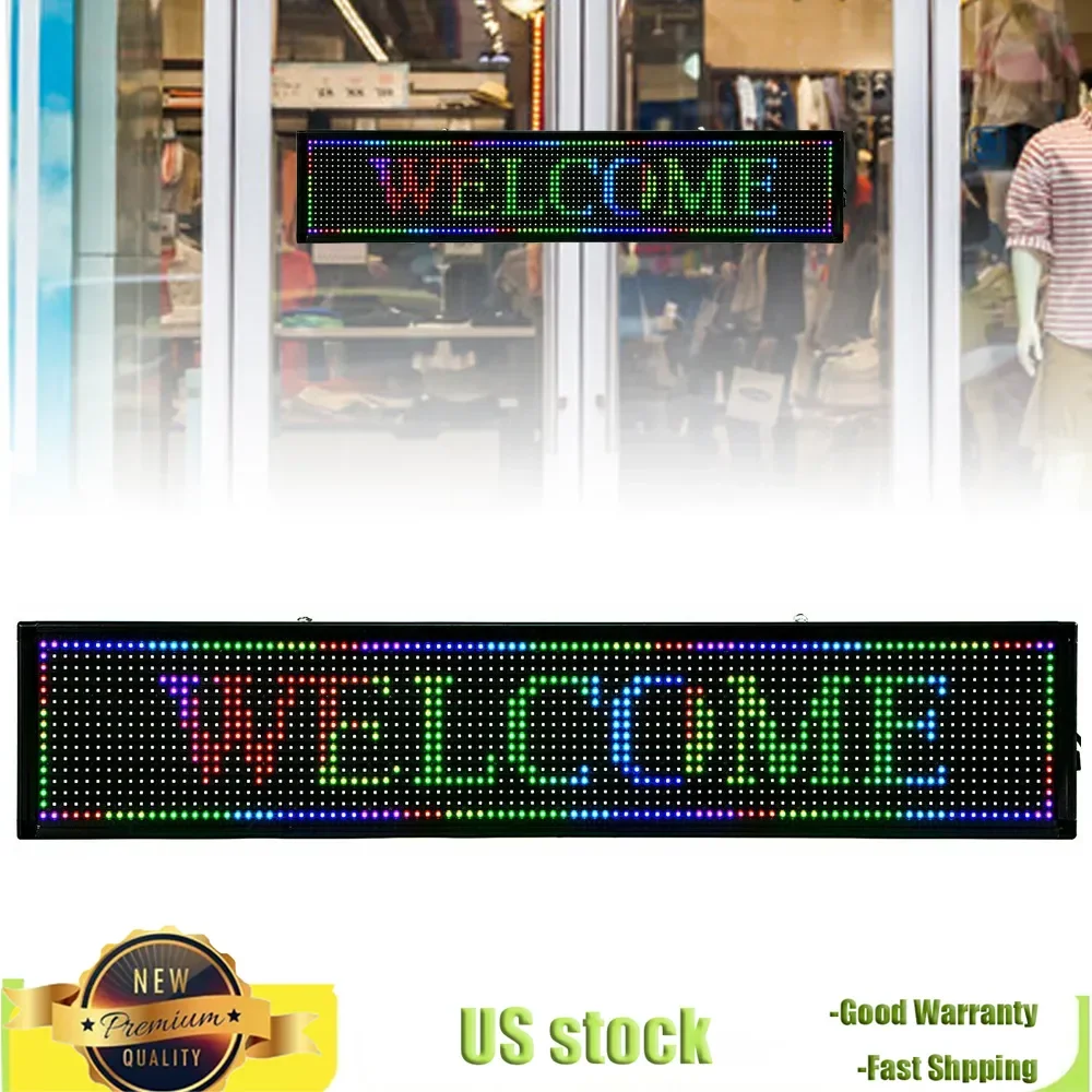 

Small 40"x8"x2" LED Scrolling Sign Programble Digital Advertising Seven-color Display Board Selectable Lighting Modes Widely Use