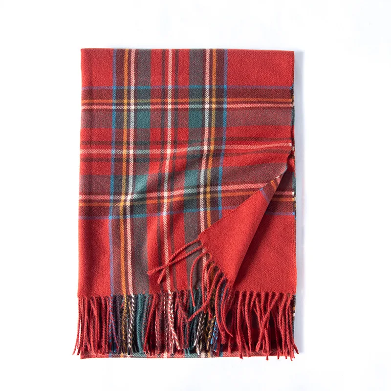 Red Plaid Frauen Kaschmir Schal Koreanischen Stil Mode Schal Für Frauen Winter Wärmer Hijab Schals Große Pashmina Schals Lange Wraps