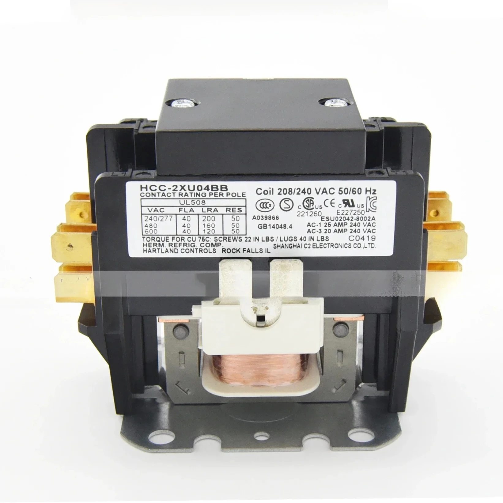 خزانة عازلة لعرض ثلاث طبقات HCC-2XU04BB 208-240 فولت موصل تيار متردد ثنائي القطب #1