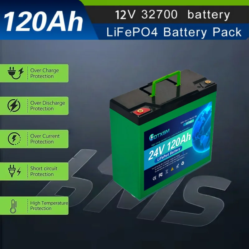 

LiFePO4 32700 12V 120AH battery has a built-in 100msrv rechargeable Ferrous lithium phosphate solar off-grid battery.