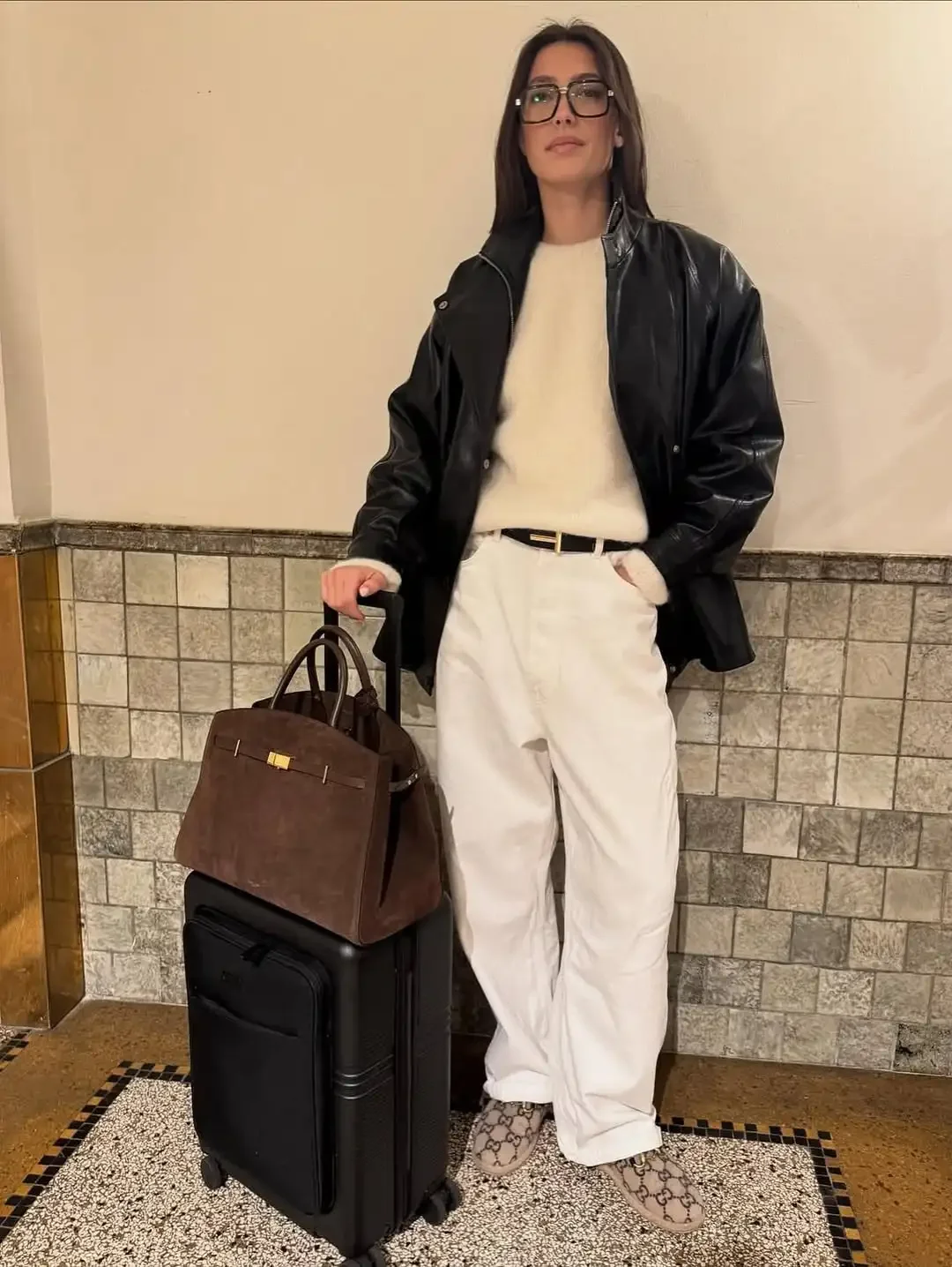 Preto zíper jaqueta de couro feminino chique casual gola manga cheia solta midi jaquetas 2025 senhora diário comute outwear novo