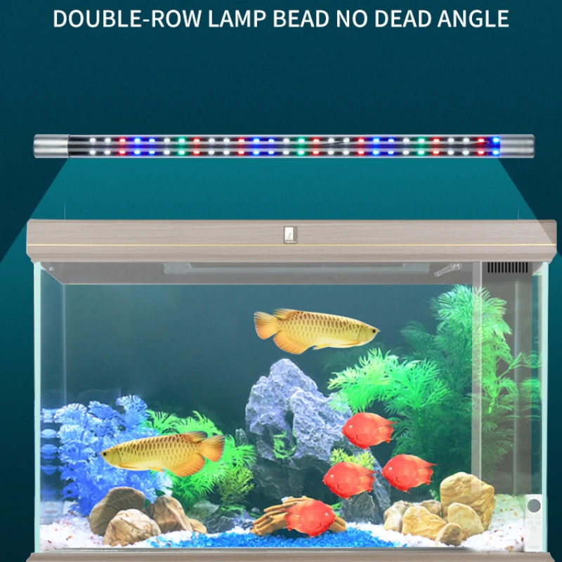 LED Wide Angle Aquarium Light, Waterproof Fish Tank Lamp, Submersible, High Brightness, RGB, Plant Grow, 40-50cm