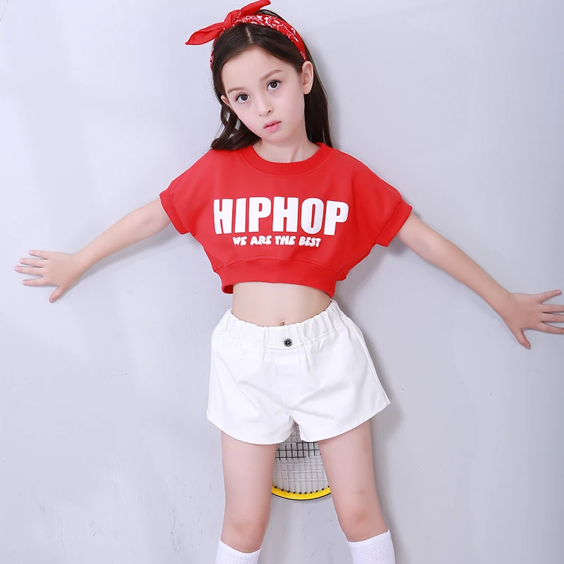 Pakaian dansa anak perempuan, kostum pertunjukan tari jalanan Hip Hop anak-anak, pakaian dansa Modern, Set panggung