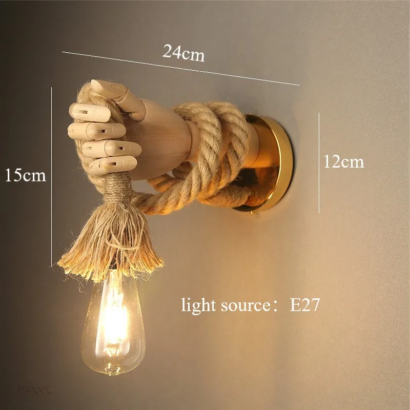 Imagem -06 - Nordic Hemp Rope Led Wall Lamp Luzes Interiores Parede do Corredor Lâmpada do Corredor Estilo Industrial Retro Luminária de Arandela