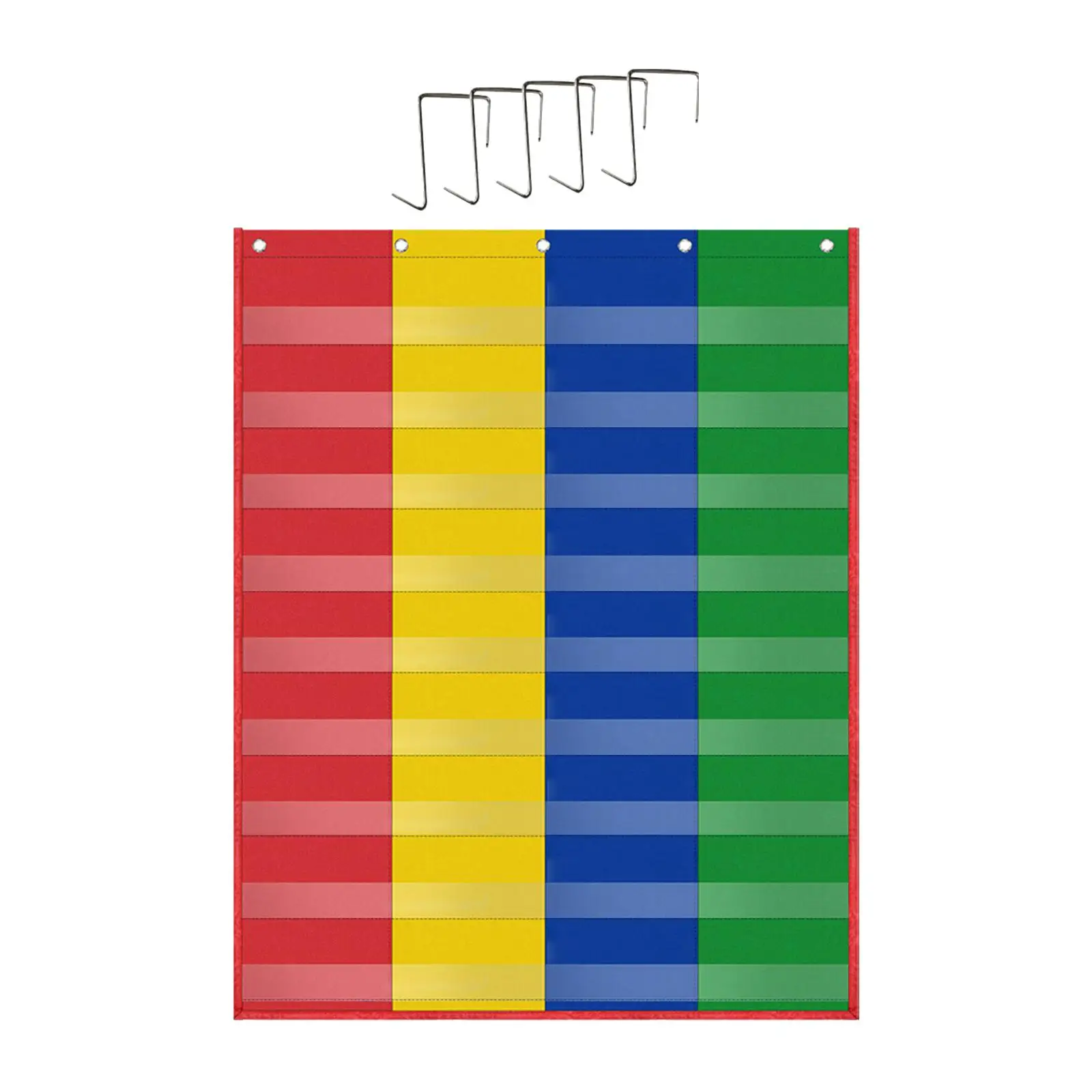 Pocket Chart with 5 Hooks 4 Column Pocket Chart Teaching Aid Teaching Supplies