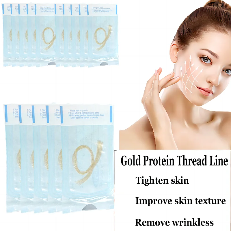 20Pcs/Bottle Face Lift Plump Silk Fibroin Line Face Absorbable Wrinkle Firm Golden Protein Thread Carving Anti Aging Essence