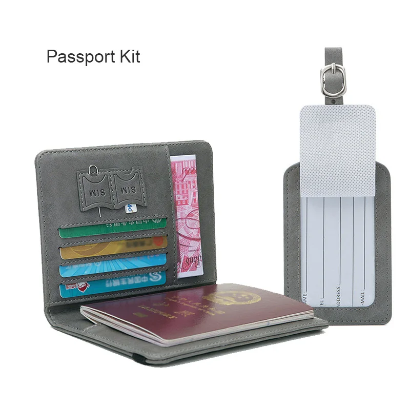 PU Leather Wallet Travel Passport Luggage Tags Kit Purse Card Travel Accessories Hand Carry Passport Business Cards Holder