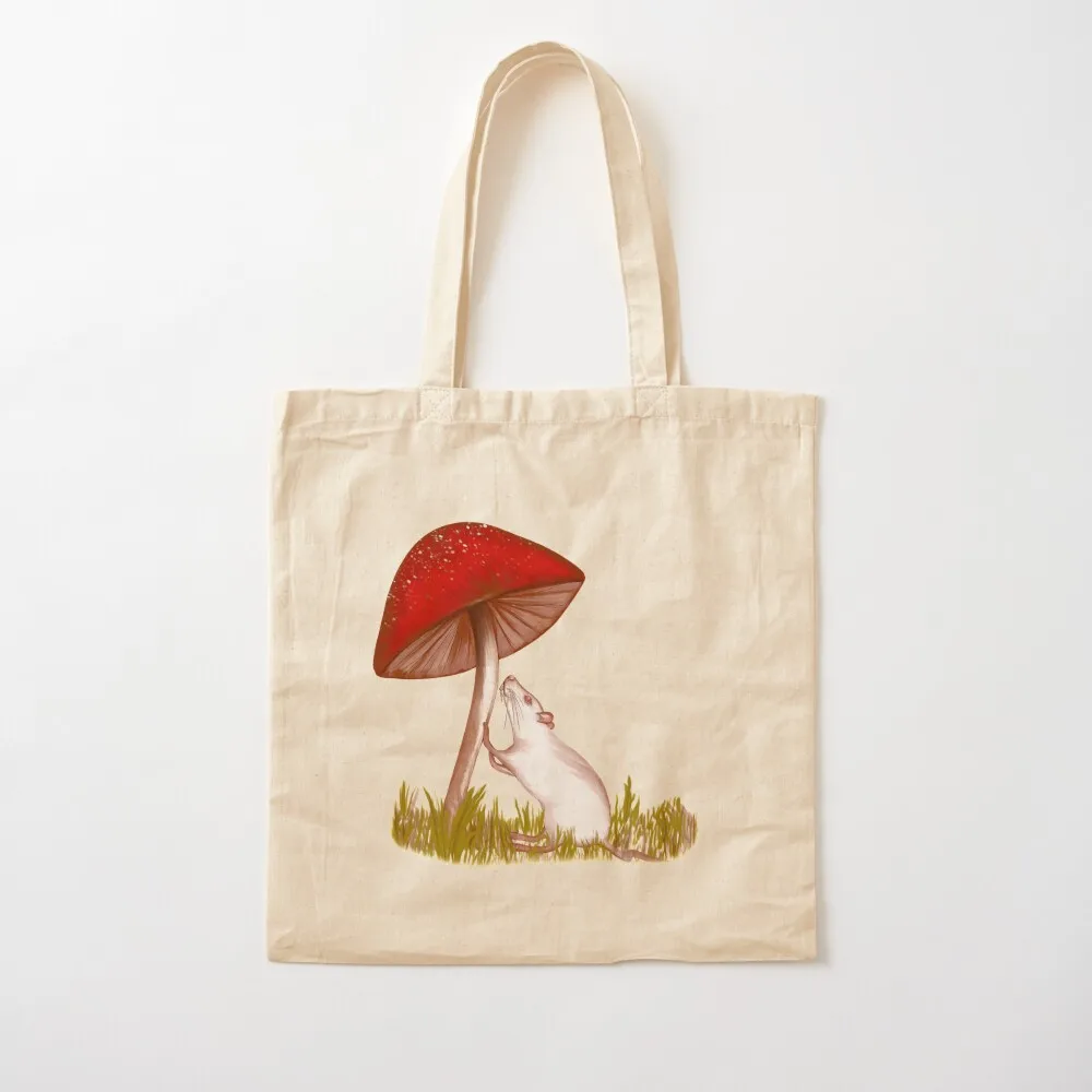 

Albino Rat Under a Mushroom Tote Bag Beach bag Women's shopper bag Women's shopping tote screen Canvas Tote