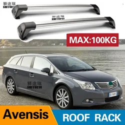 2 Pcs for TOYOTA Avensis 2009+ T27 Roof Bar Car Special Aluminum Alloy Belt Lock Led Shooting   ROOF RACK CORSS Rack