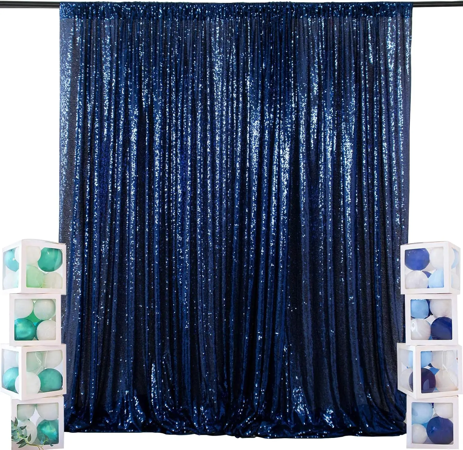 

Navy Blue Sequin Backdrop Curtains 3 Panels 4FTx8FT Glitter Navy Blue Photo Backdrop Drapes Party Wedding Baby Shower Curtain Sp