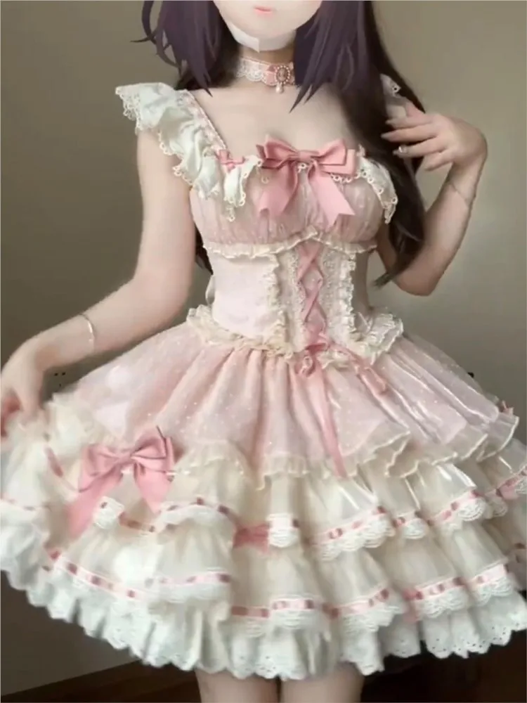 Pink ballet-style wedding birthday puffy dress