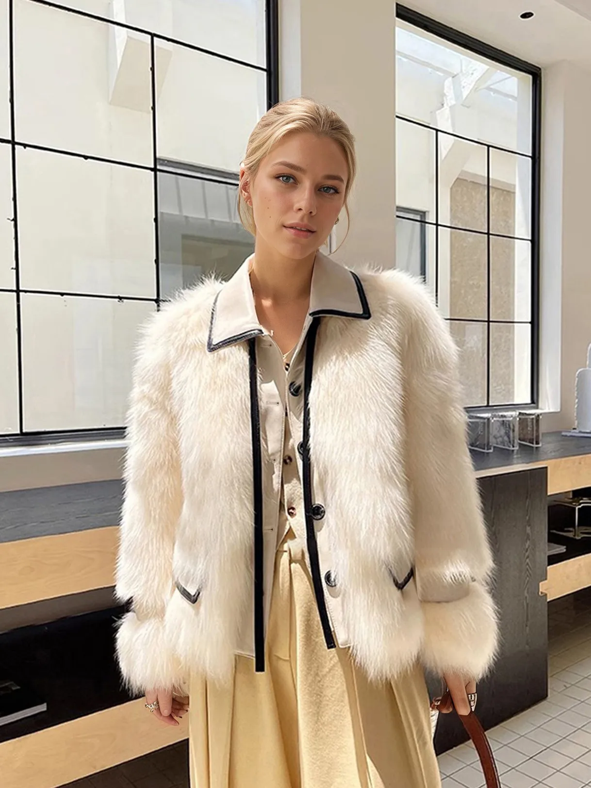 

Faux Fur Jacket Woman Coats Womens Knitted Floor-Length Daily Young American-Style Quilted Panelled Outwear Wraps Cool Flare Ins