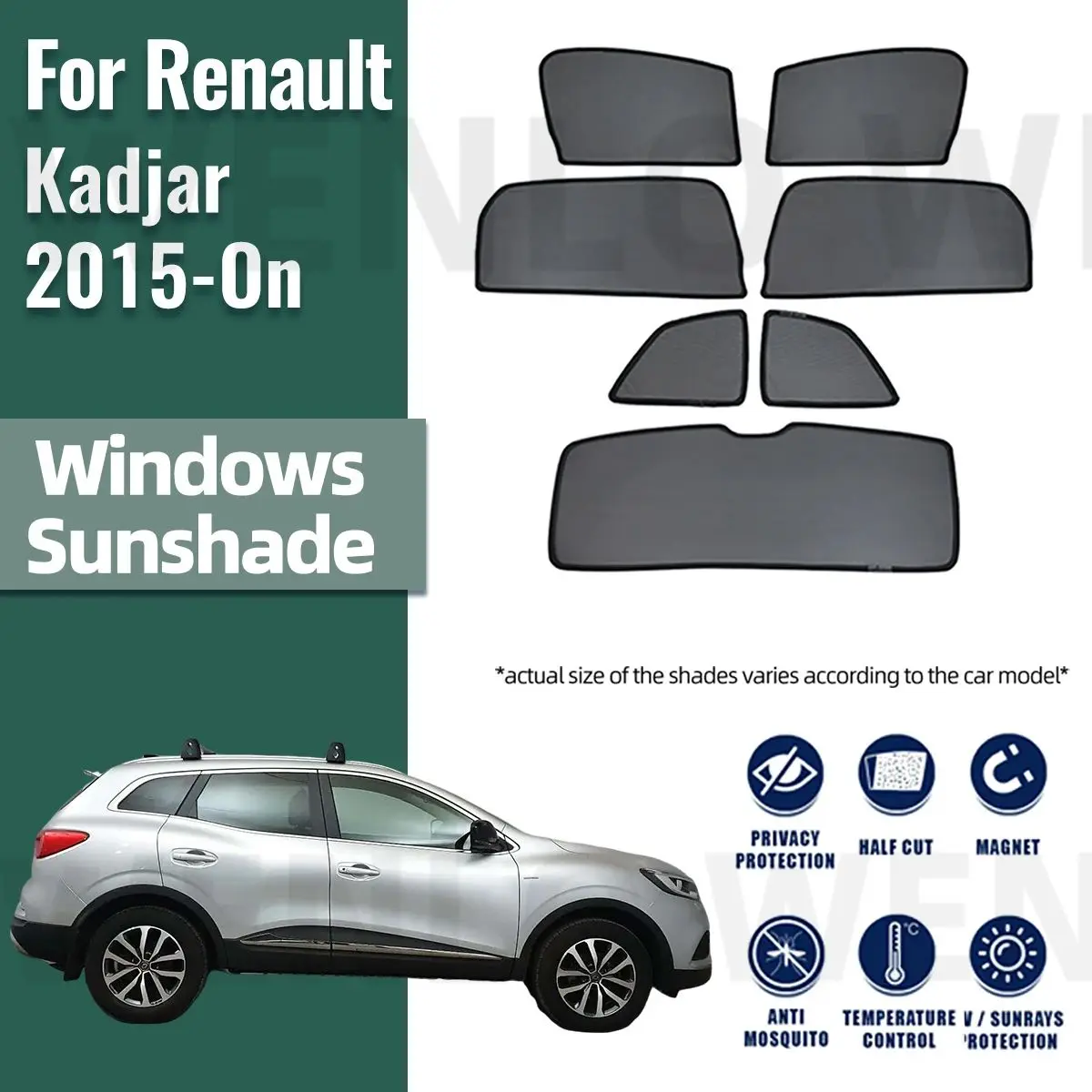 For Renault Kadjar 2015-2023 Magnetic Sun Shade Car Sun Visor Front Windshield Curtains Summer Window Sunshade Auto Accesorries