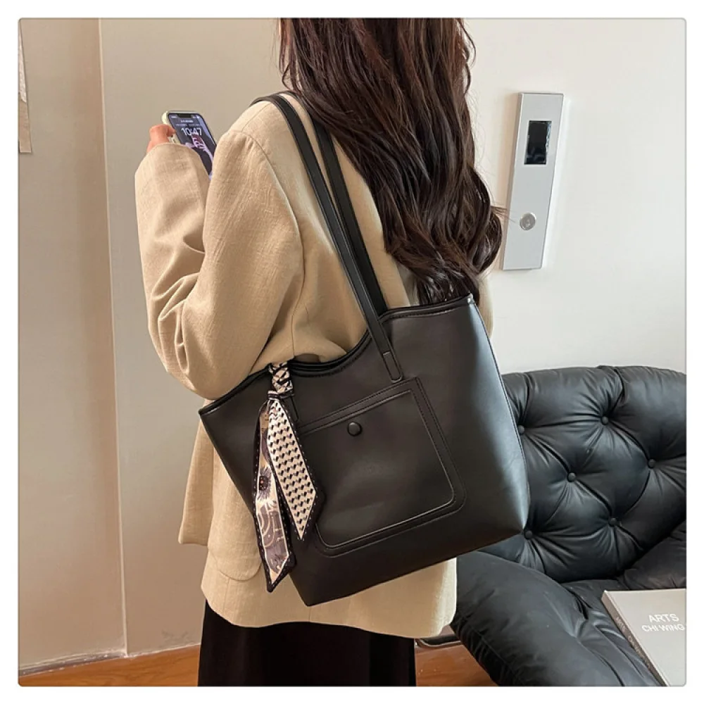 Contrast Color Women Tote Bags Large Capacity Shoulder Handbag Vintage Commuter Purses Fashion Simple Casual Satchel Bag
