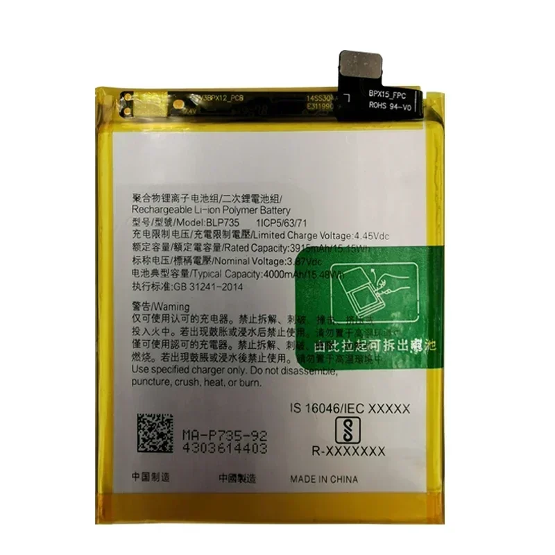 100% original 4000mah blp735 bateria de substituição para oppo reno 2 reno2 baterias de telefone móvel inteligente com ferramentas