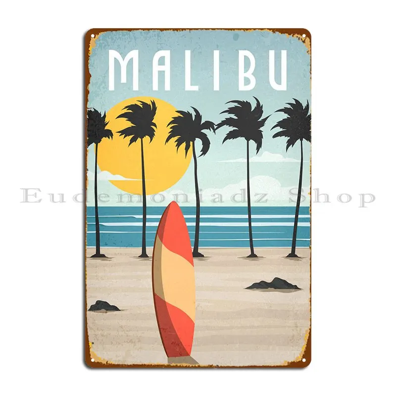 Surf Malibu Metal Plaque Poster Classic Vintage Customize Mural Kitchen Tin Sign Poster