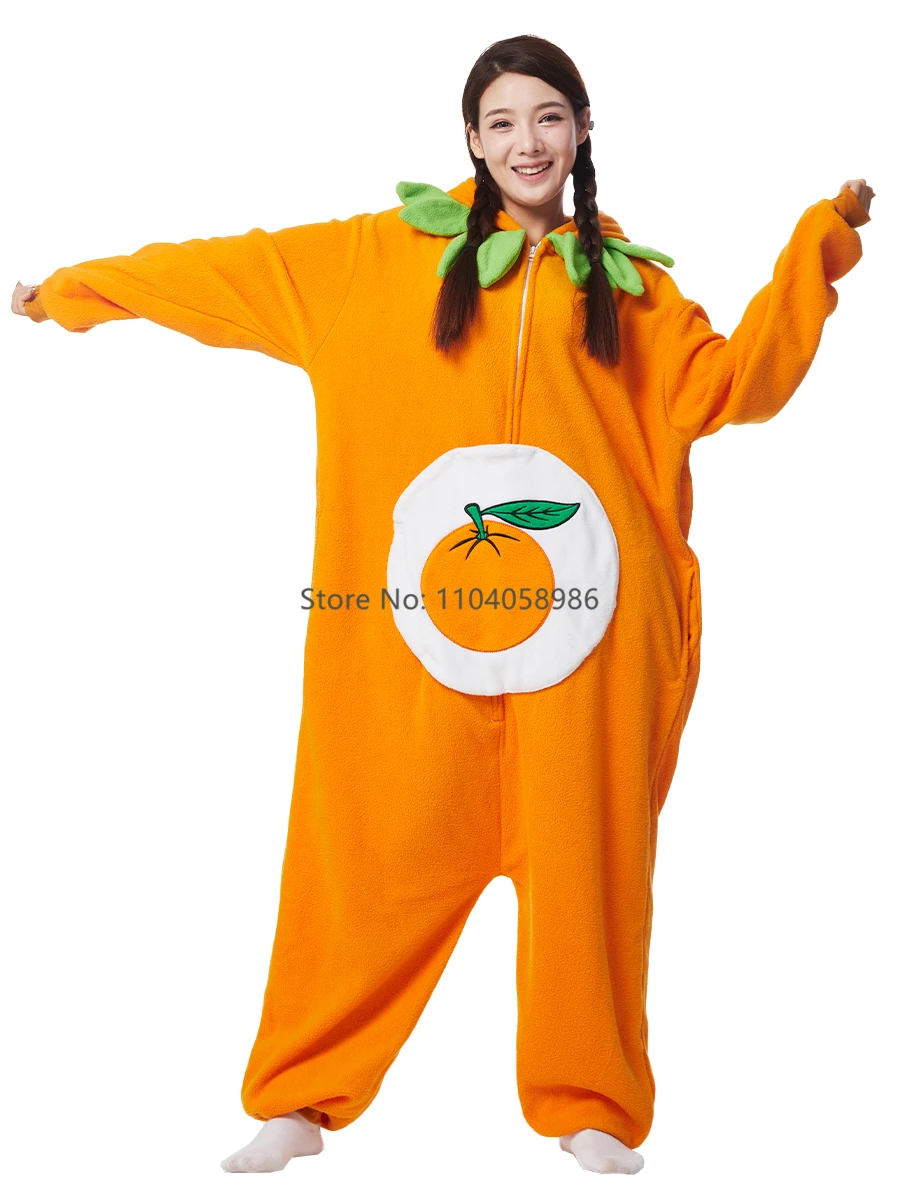 Traje de Cosplay de frutas Kigurumi para adultos e crianças, Onesie para mulheres e homens, pijama para o Halloween, festa Homewear, laranja