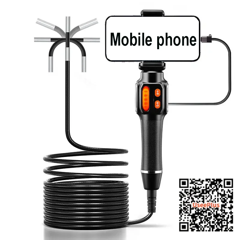 360° Two-Way Articulation Borescope HD 1080P 6.0mm Steerable Endoscope Camera LEDS for Automotive inspection Car IOS Android