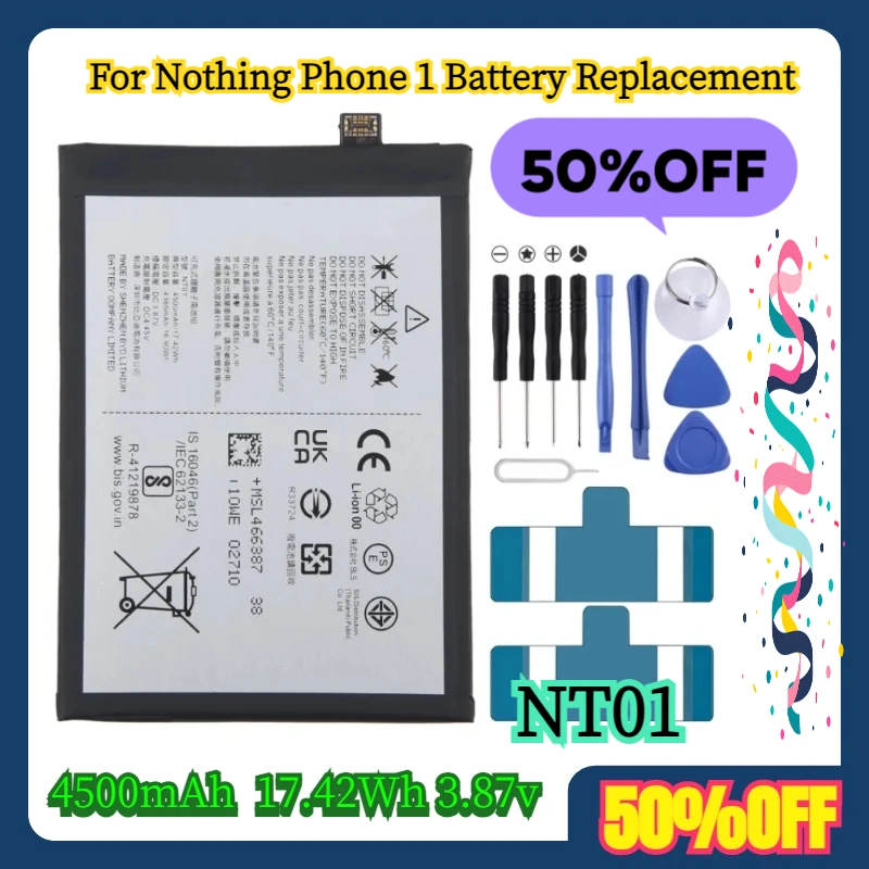 

For Nothing Phone 1 Battery Replacement 4500mAh NT01 17.42Wh 3.87v