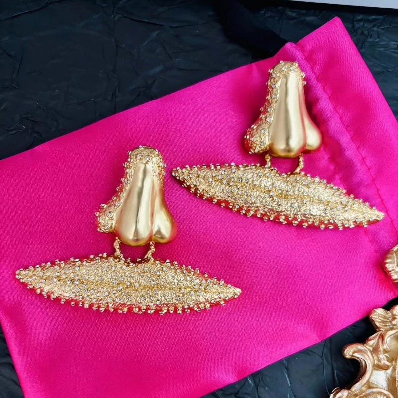 

Европейские и американские роскошные позолоченные латунные серьги с кристаллами для женщин, дизайнерские украшения высшего качества