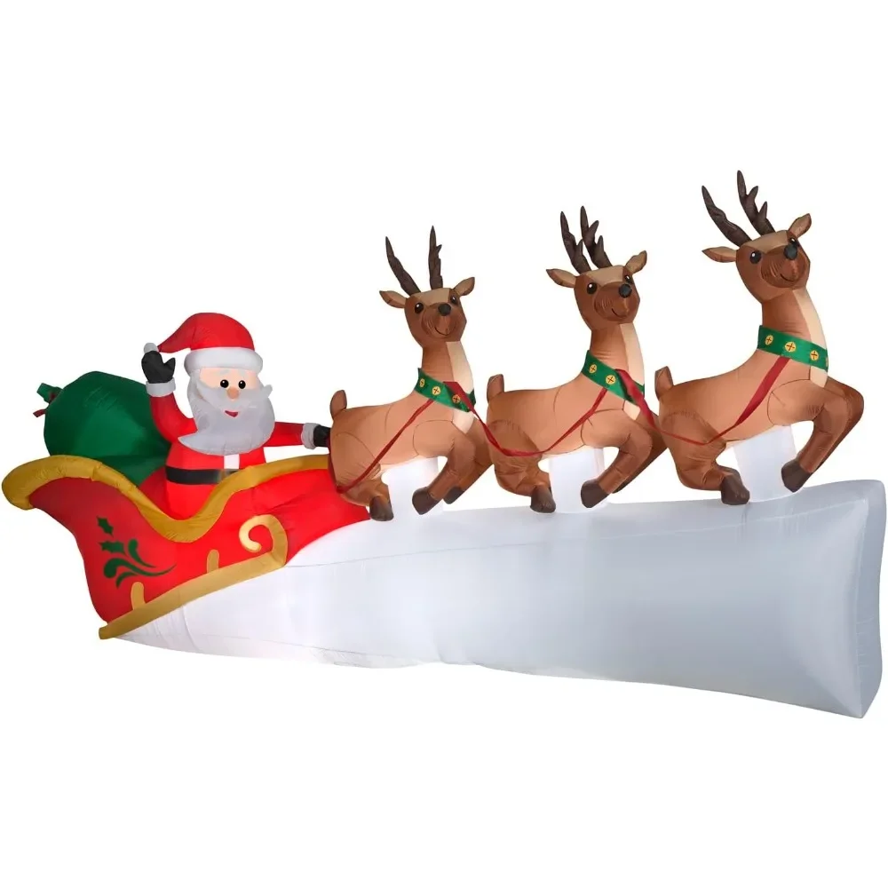 

Christmas Inflatable Santa's Sleigh with Flying Reindeer, 5.5 ft Tall, Multi