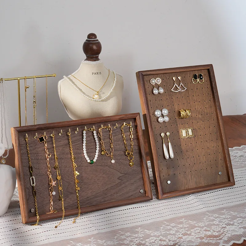 

Wooden Jewelry Display Rack Earrings Ring Holder Storage Stand Jewelers Bracelet Showcase Holder Jewellery Exhibition Stand
