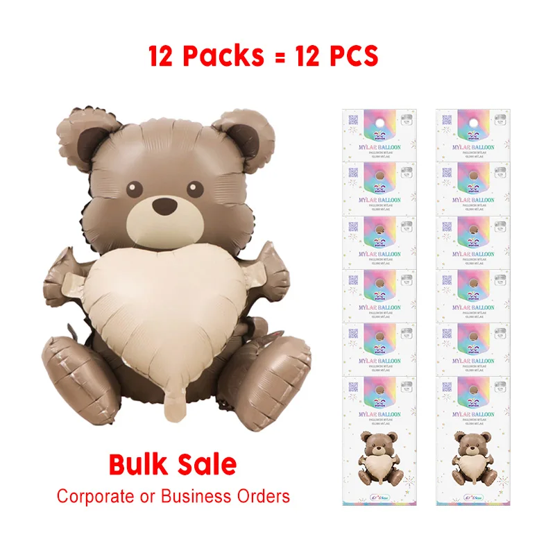 

12 Pieces-26.8'' x 26.8'' Cartoon Bear Foil Balloons 1pc/Pack 12 Packs for Party Decorations