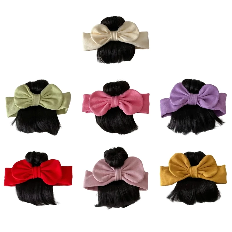 Girls Bowknot Wigs Headband Fashionable Hair Accessories Infant Baby Headdress Hairpiece for Photography