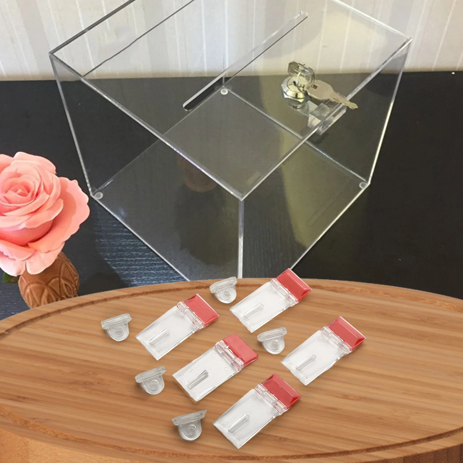 مفصلات شفافة مقاس 30 × 34 مم ليس من السهل كسر إغلاق آمن من الأكريليك عالي الجودة أقصى متانة تطبيقات متعددة الاستخدامات #2