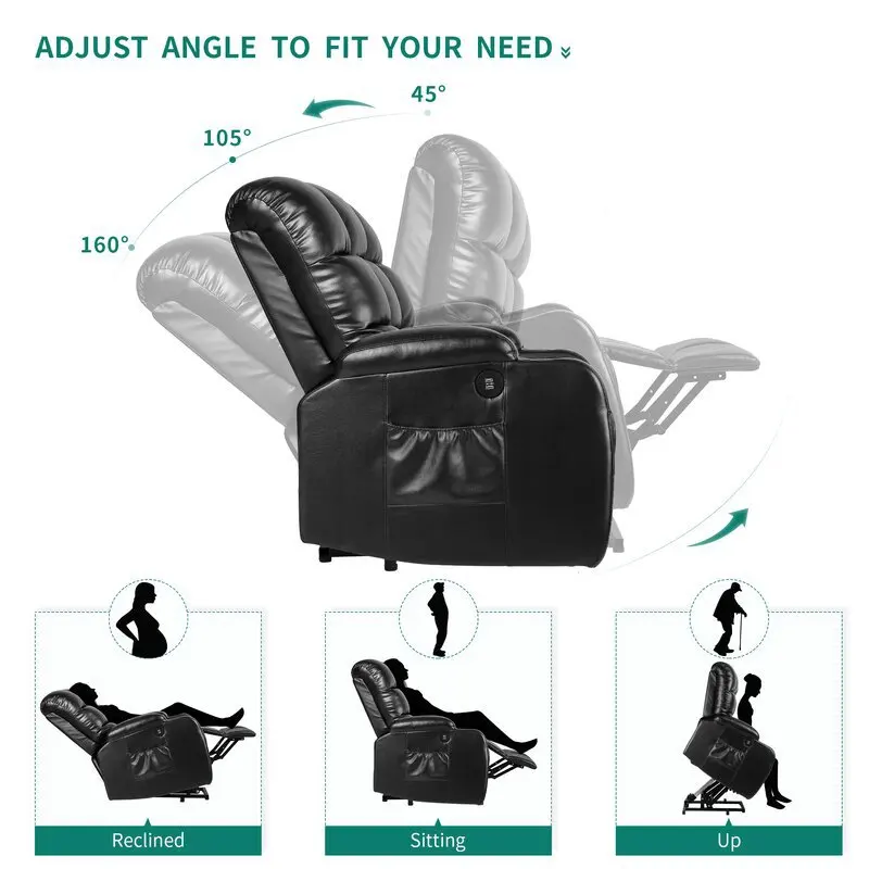 يمكن تخصيص مقعد رفع الجلود الفاخرة المسنين المسرح المنزلي متعدد الوظائف الترفيه كرسي كهربائي أريكة كرسي التدليك #4