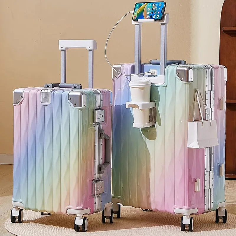 New suitcase luggage with USB cup holder female suitcase trip cabin 20/24 inch password trolley case suitcase travel luggage