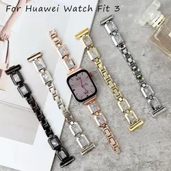 Stylish Resin Metal Chain Links Watch Band For Huawei Watch Fit 3 Strap Wristband For For Huawei Watch Fit 2 Belt