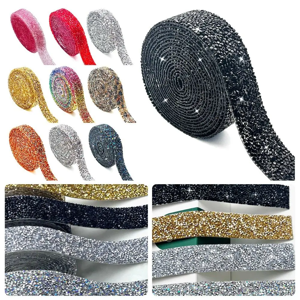 3 سنتيمتر عرض الراتنج حجر الراين قطاع 3 ياردة طول الحرارة ذوبان الغراء ذاتية اللصق الماس ملصق الحديد على ذاتية اللصق #4