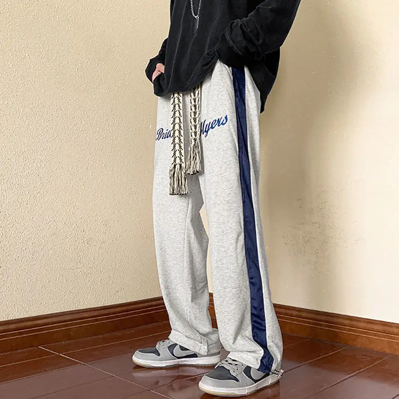ワイドレッグ アメリカン スウェットパンツ メンズ 春秋 キャンパス カジュアル ルーズ