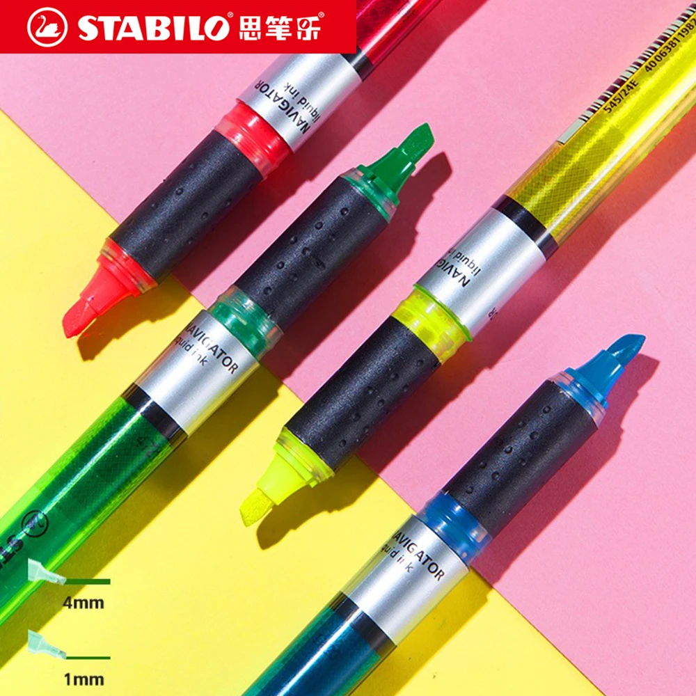 

2 шт., ручки-маркеры Stabilo, цвета, большая емкость, студенческие ручки для письма, 1-4 мм, милые школьные принадлежности, немецкие канцелярские принадлежности