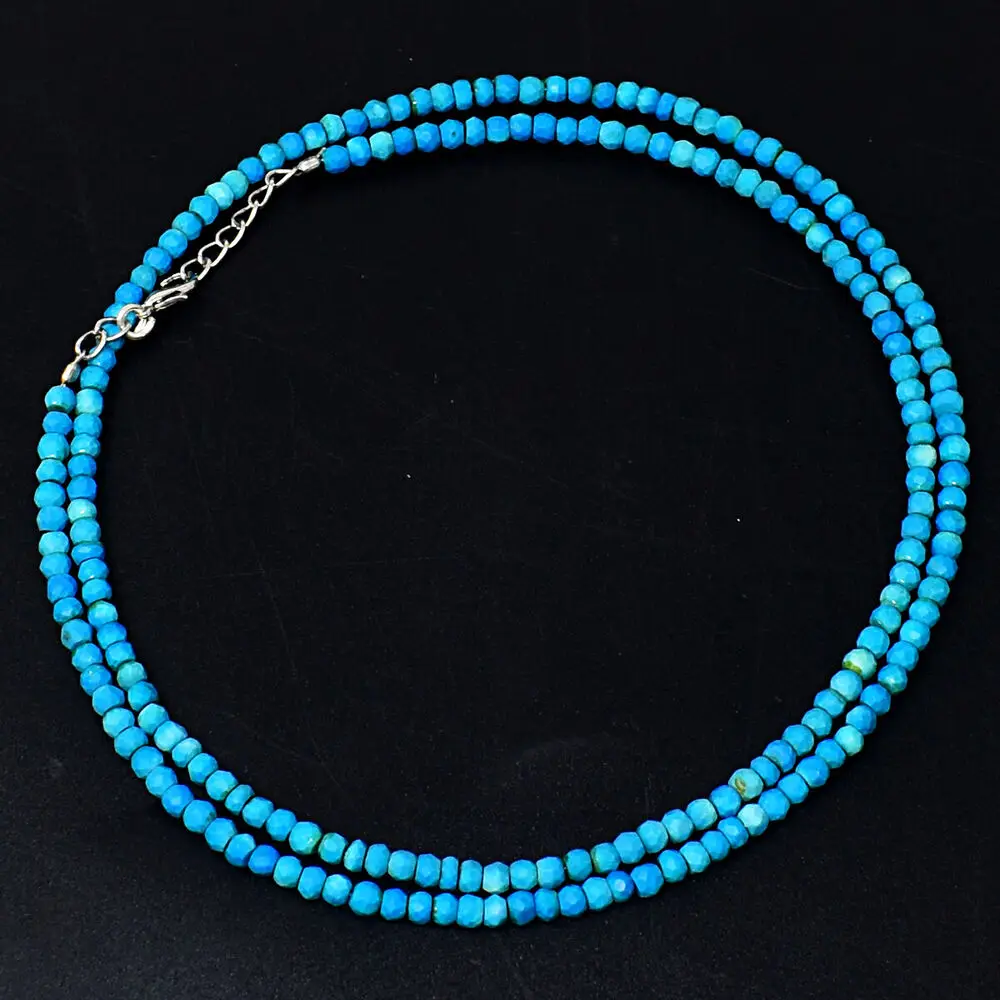 الأوجه 89 قيراط الأرض المصنوعة من الفيروز الأزرق شكل دائري مطرز قلادة JK 06E301A