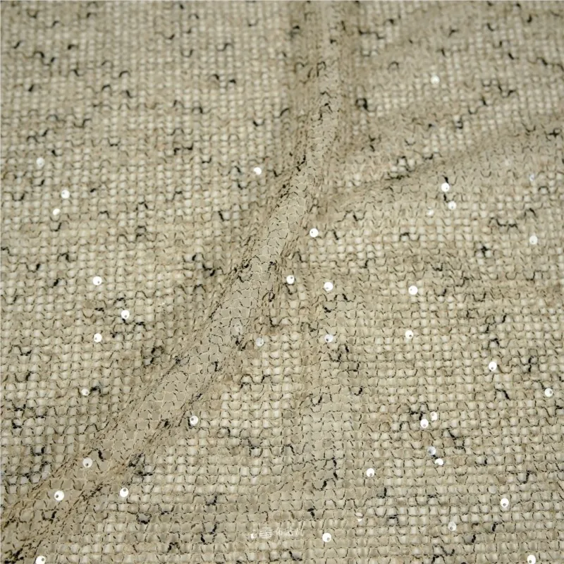 Semi-transparent drape khaki cut-out sequined mesh gauze fabric cardigan dress Fairy clothing designer