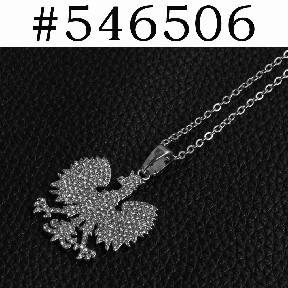 LLL Anniyo Polen Symbol Adler Anhänger Halsketten für Damen Herren Polska Pole Schmuck # 252706 9B46-Silberfarbe 60 cm oder 23,6