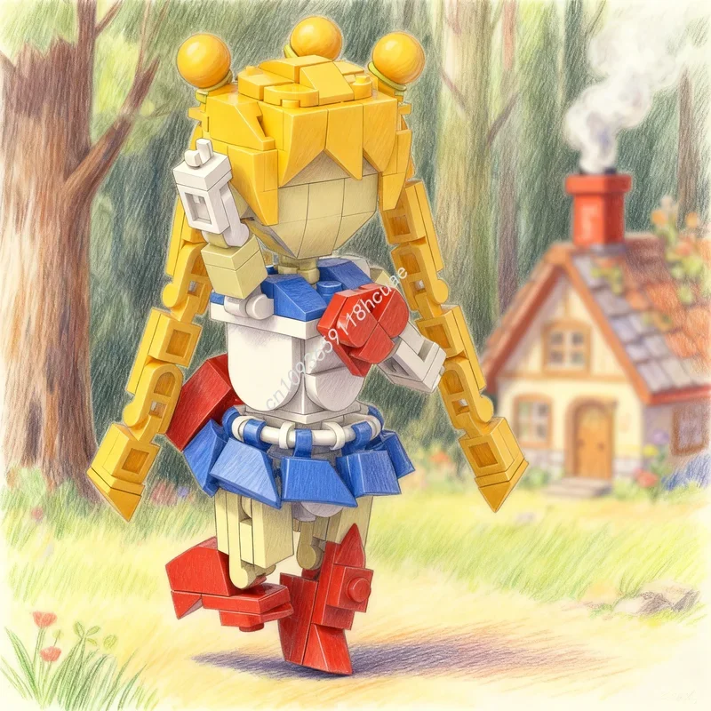 174pcs MOC SAILOR MOON Model Building Blocks Toys Architecture DIY Christmas Gifts Creative Education Brick Kids Assemble Idea